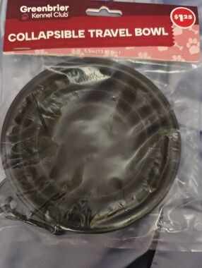 Greenbrier Kennel Club Black Collapsible Travel Dog Bowl NWOT